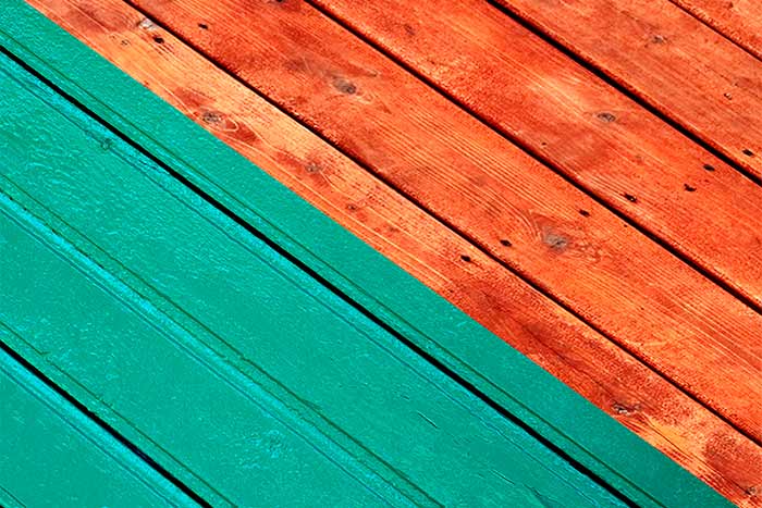 Exterior wooden paint vs. Regular wood paint green color and clean wood
