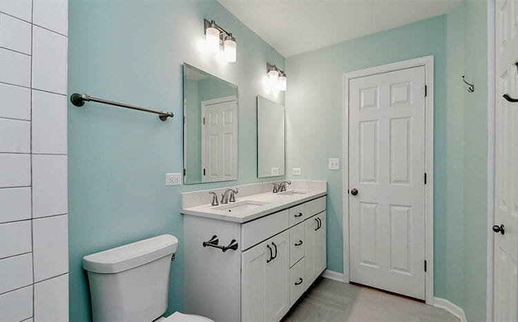 Repaint your bathroom with semi gloss paint green color bathroom