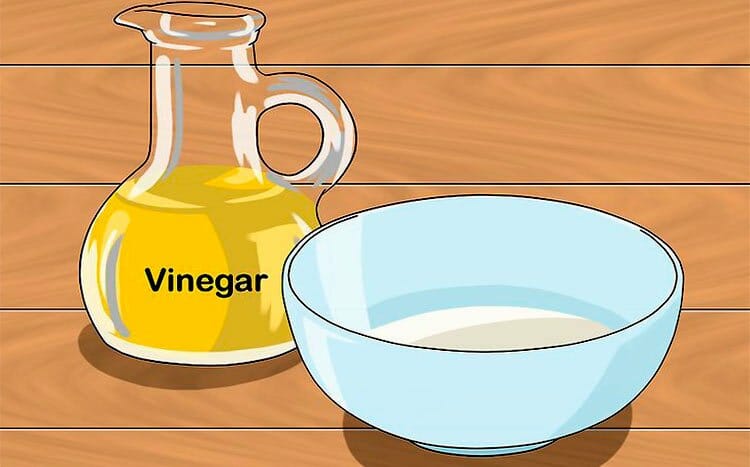 Step 7 Scrubbing with the vinegar solution vinegar and the plate