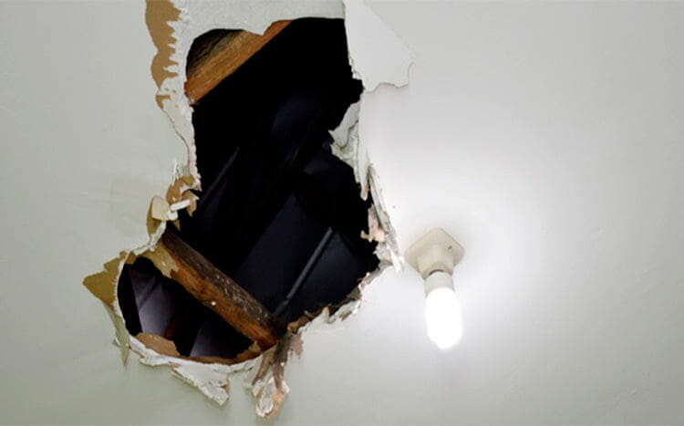 Cost to repair ceiling drywall hole by size big hole