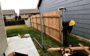 Installation of Aluminum and Wooden Fence work in progress