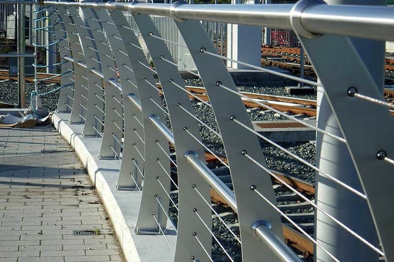 Rounded steel handrails and posts