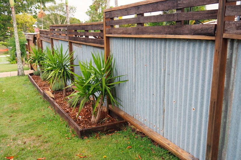 Corrugated Metal Fence with Wood Frame