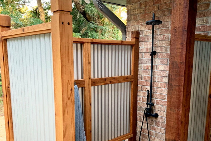 Corrugated Metal Fencing for Outdoor bathroom
