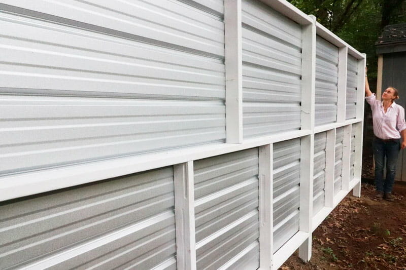 Modern White Corrugated Metal Fence