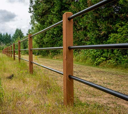 pipe fencing wooden post