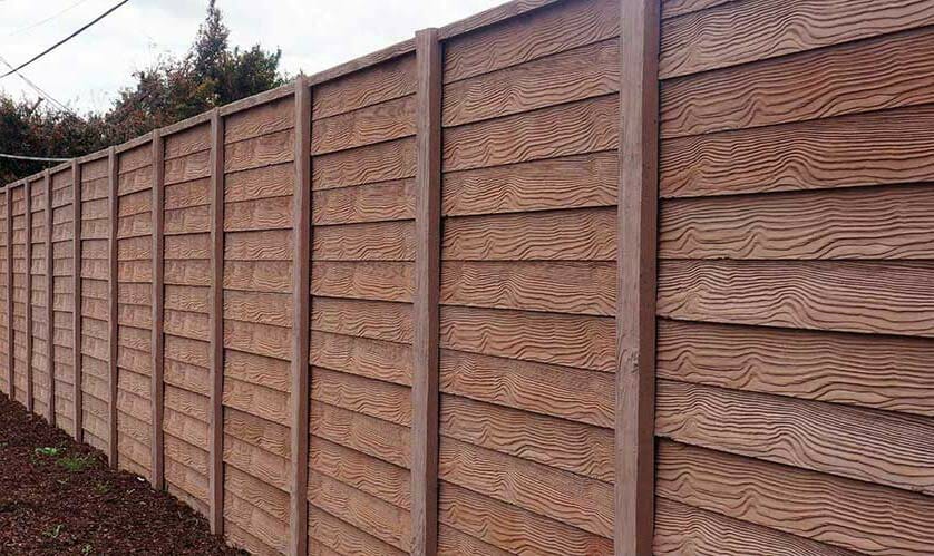 precast cement fence wood finish